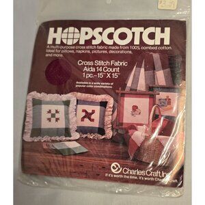 Cross Stitch Fabric Aida 14 Count 15" X 15" Craft Cotton Burgundy & Cream